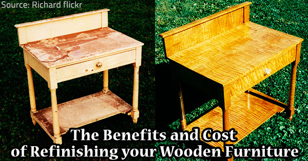 Refinishing wooden furniture.