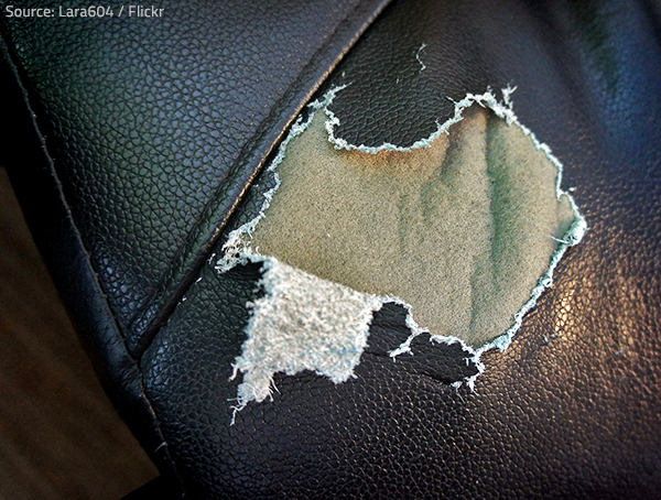 Leather furniture repair is better left to the professionals.